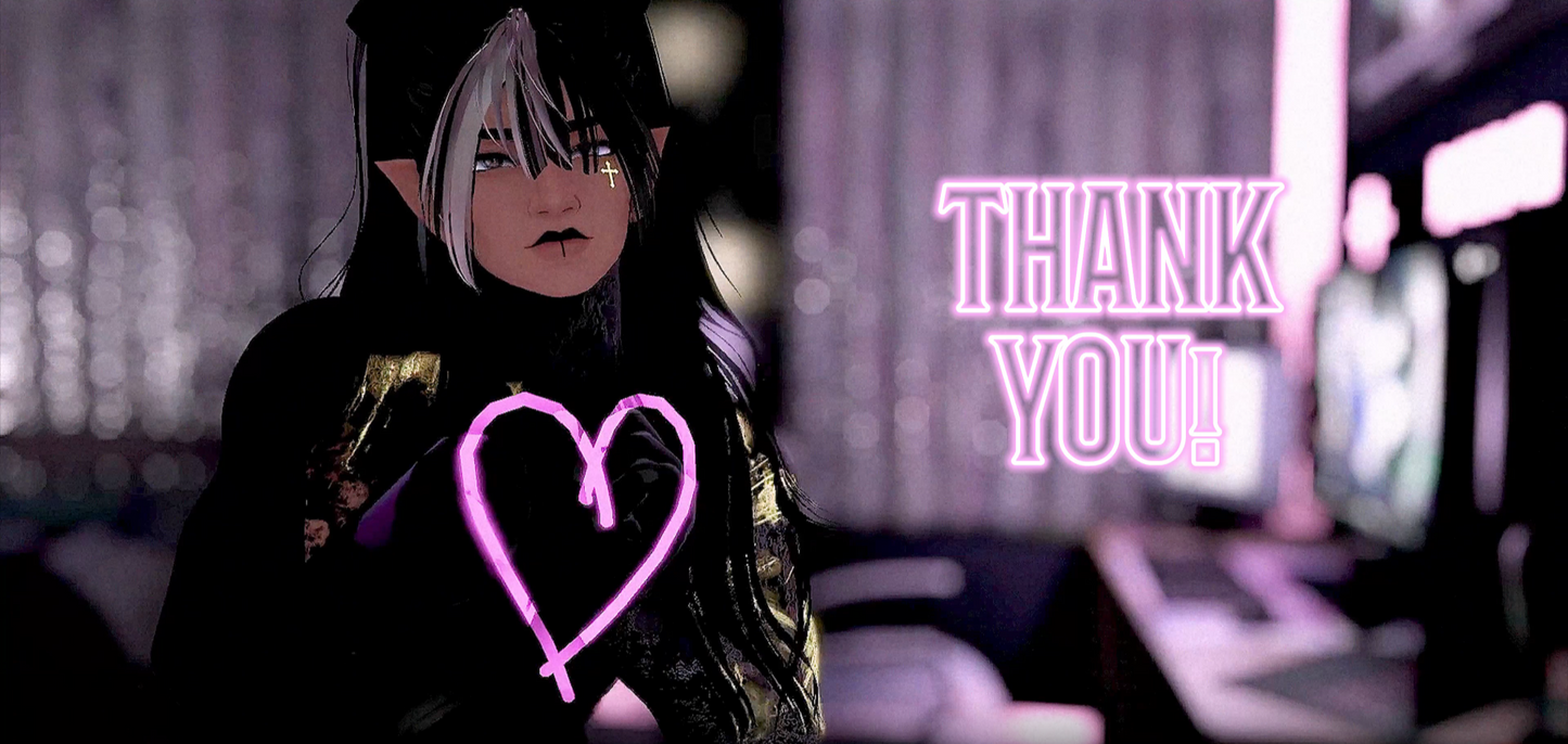 Person with white hair and a heart symbol, with 'THANK YOU!' text in the background to show gratitude for leaving a tip.