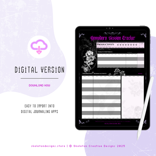 ۶♡ৎ Pomodoro Session Tracker Digital Journaling Spread ‹𝟹