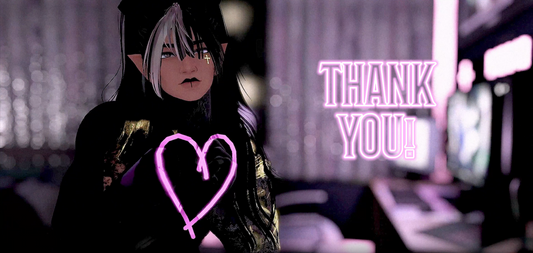 Person with white hair and a heart symbol, with 'THANK YOU!' text in the background to show gratitude for leaving a tip.